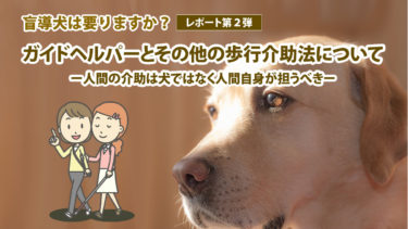 盲導犬はいりますか　レポート第２弾　ガイドヘルパーとその他の歩行介助法について　ー人間の介助は犬ではなく人間自身が担うべきー